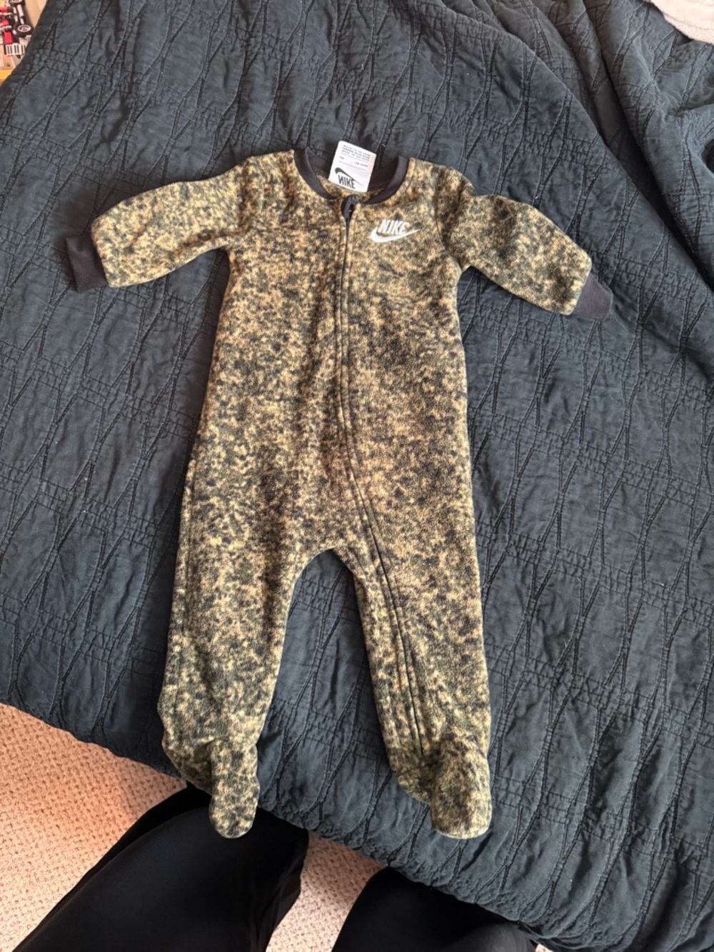 Nike Olive Green Camo Infant Footed One-Piece